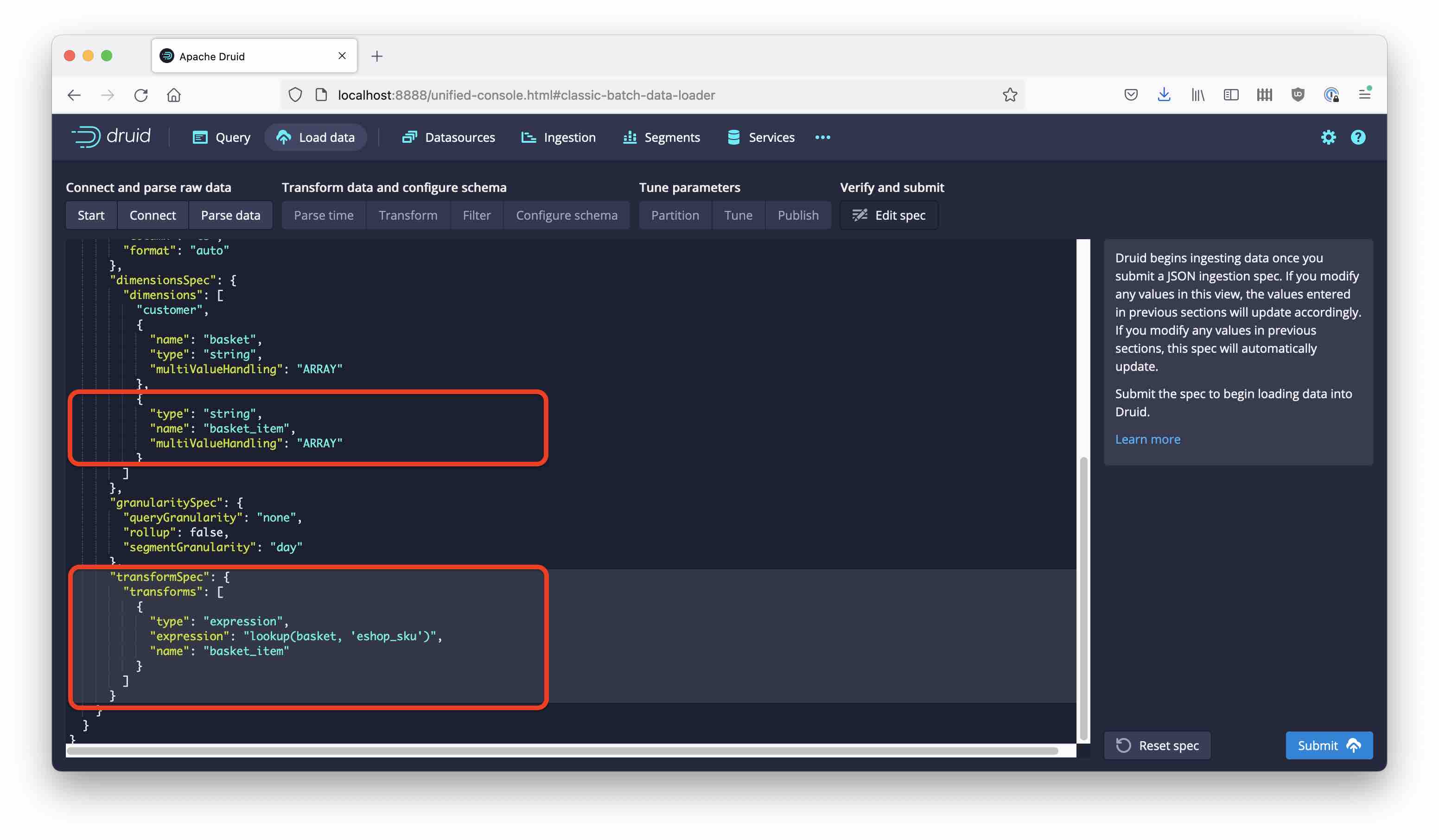 Druid Data Cookbook Lookups At Ingestion Time