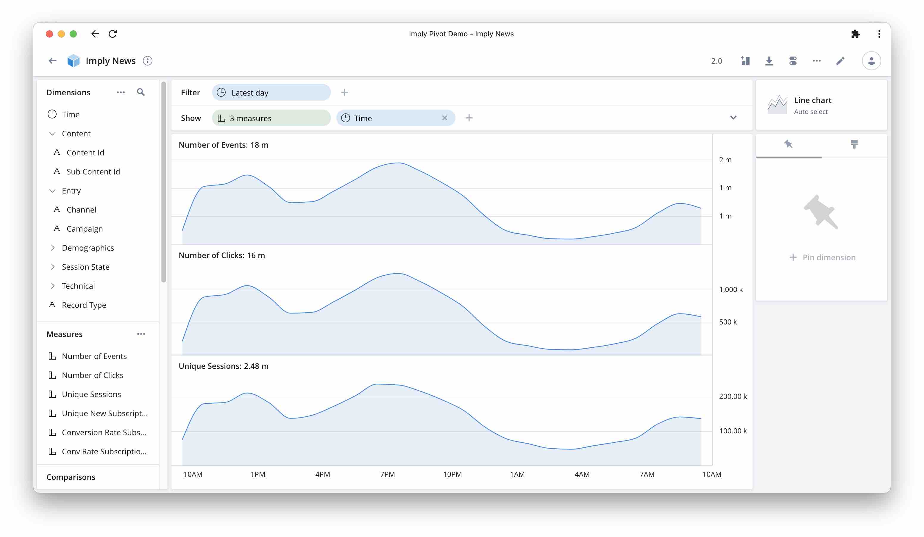 Screenshot with 3 metrics in rows